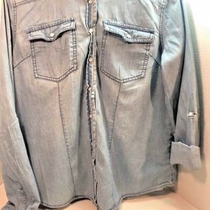 Highway Jeans Cotton Blue Button Down Shirt Large